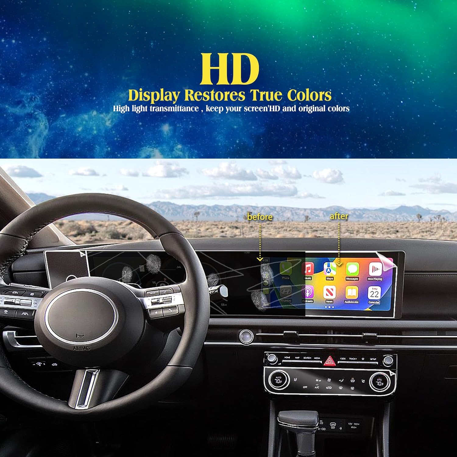 6PCS 2025 Hyun dai Tucson Soft Screen Protector Compatible with 2026 2025 Hy undai Tucson Santa Cruz Screen Protector 12.3 Inch Tucson Accessories 2025 -Glossy （NOT FIT XRT