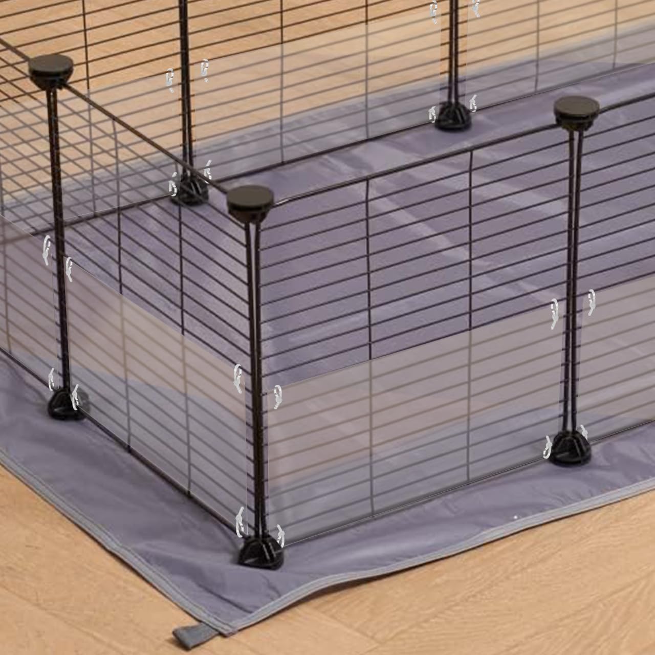 8 Pack Pet Cage Liner 11.5" x 5.5" with Holes Zip Ties Urine Guard See Through Clear Sheet Cage Edge Liners Rabbit Guinea Pig Side Lining Habitat Siding No Mess Tiles Protection by Marketing Holders