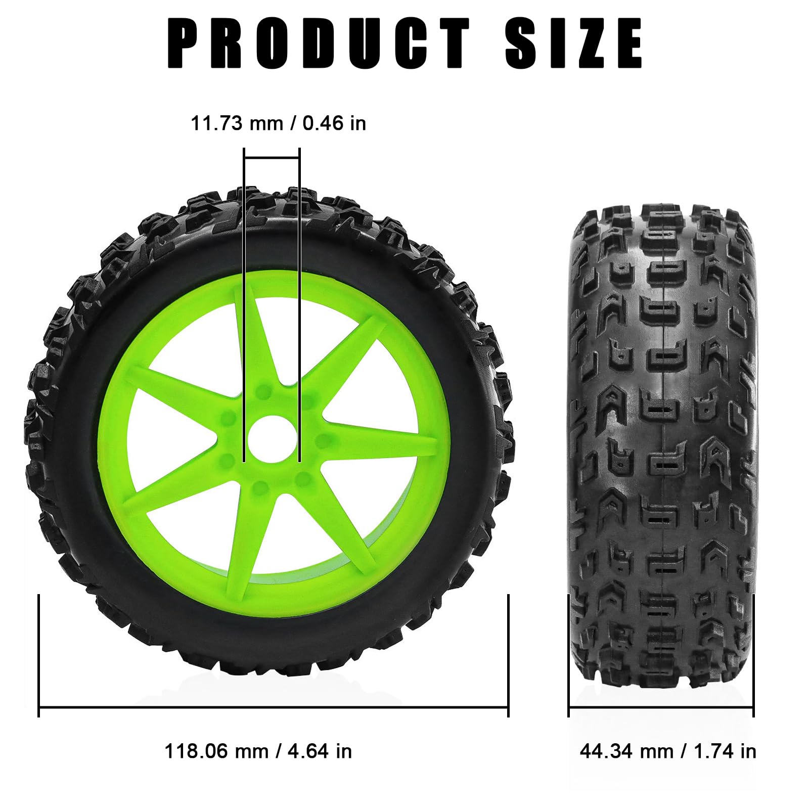 RcThjia 1/8 RC Off-Road Buggy Racing Tires and Wheels 17mm Hex RC Tires with Foam Inserts for ARRMA 1/8 Typhon 3S/6S Losi 8IGHT HongNor FS Racing KYOSHO MP10 MP9 MP9e Neo HSP Hyper. (4PCS/Set) - Image 2