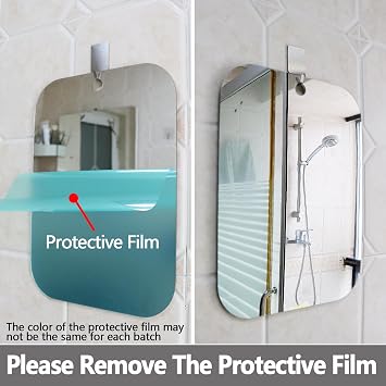 Shatterproof Shower Mirror Fogless for Shaving,(Large,1 Pcs 11x8 in) Anti Fog Shaving Mirror No Fog Free Holder NO-Drilling Waterproof, Small Wall Mounted Bathroom Accessories Camping Hanging Men