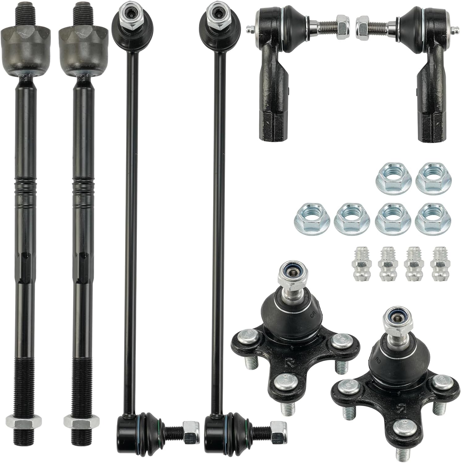 PHILTOP 10Pcs Suspension Kit Front Lower Ball Joint Control Arm Sway Bar End Link Tie Rod End Fit for 2006-2014 Jetta/GTI/Rabbit 2010-2014 Golf 2007-2016 Eos 2006-2013 A3 2007-2013 A3 Quattro 2008 R32