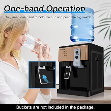 Top Loading Cooler Dispenser for 5 Gallon Bottle Desktop Electric Hot and Cold Dispenser, 3 Temperature Settings Boiling Water, Normal Ice Water(46-59F) for 1 to 5 Gallon Bottles
