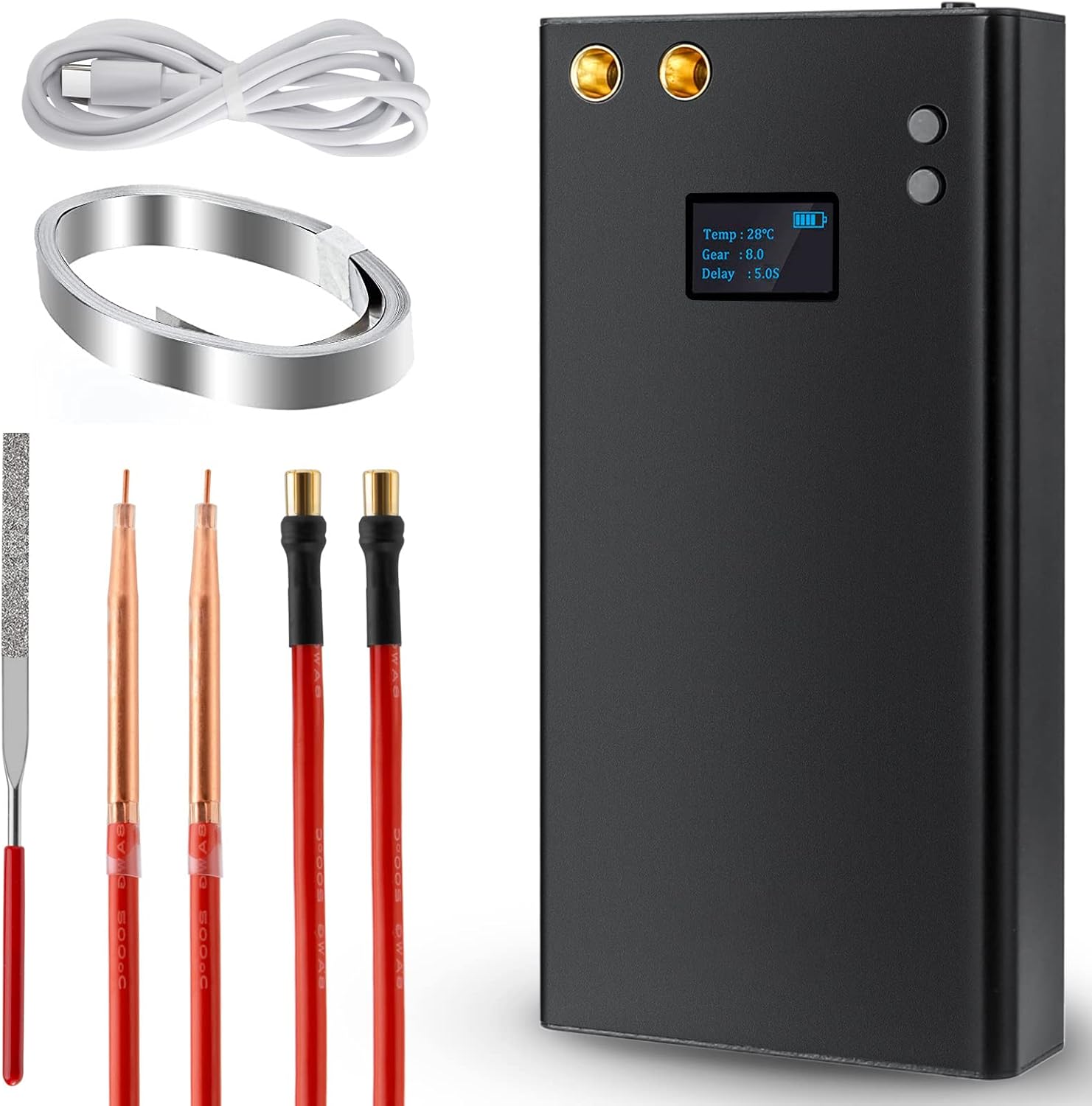 Saldatrice A Punti Portatile 11000 MAh - Per Batterie Al Litio, 8 Livelli Corrente, Con Schermo LCD E USB-C