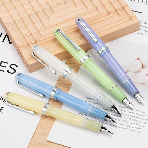 Miniatura 6 de Jinhao 82 - Pluma estilográfica acrílica, punta extra fina iridio con convertidor de tinta, blanco marfil transparente, diseño clásico, bolígrafo de