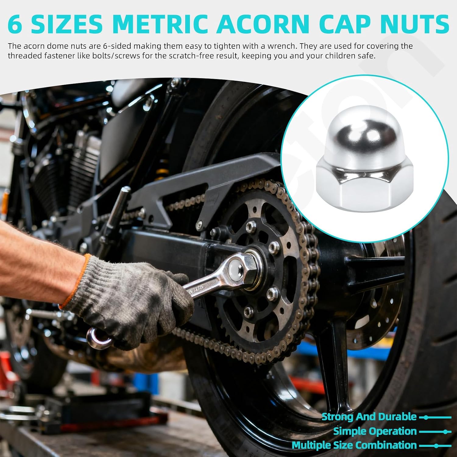 Acorn Cap Nuts Hex Dome Cap Assortment Kit for Bolt Dome Head Hex Nuts (Nickel-Plated Carbon Steel)