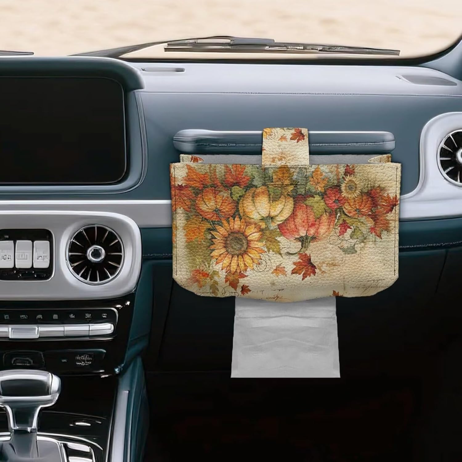 Fall Pumpkin Rectangular PU Leather Tissue Box Cover Holder
