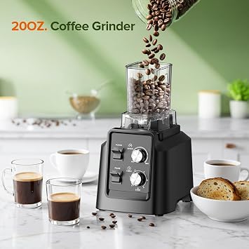 Blender, 1800W Blender with Grinder - 6-Blade Professional Smoothie Blenders for Kitchen, Crushes Ice, Self-Cleaning, 68oz & 20oz Jars Dishwasher Safe, for Baby Food, Nut Butter