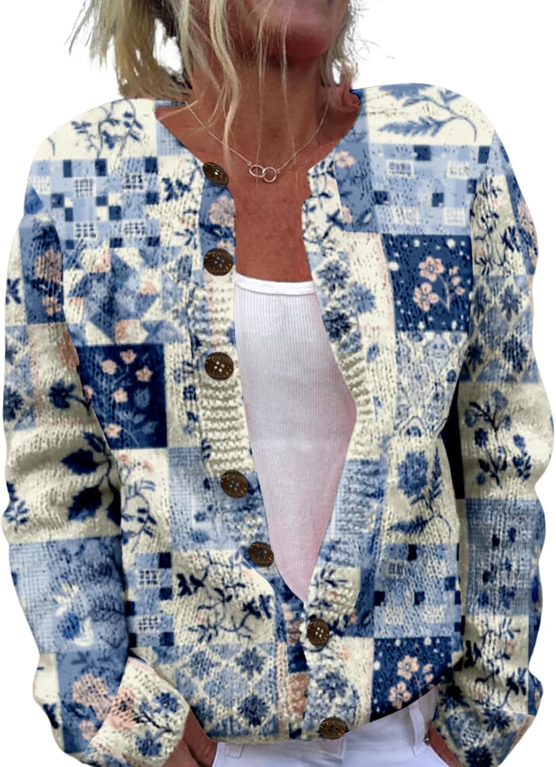 Cardigan Sweaters for Women Open Front Cardigan for Women Long Sleeve Fall Button Chunky Sweaters Tops Casual Wear