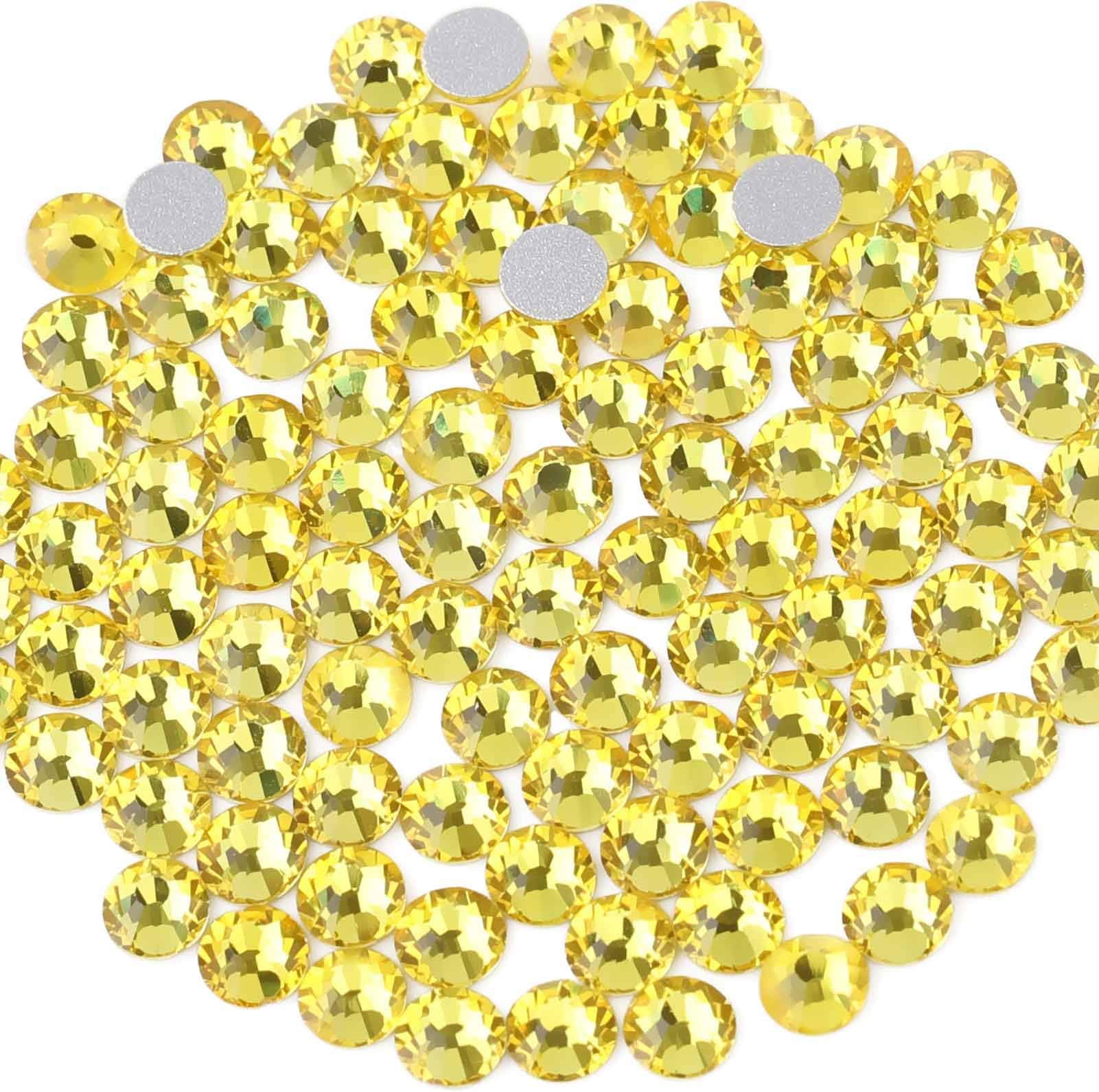 Beadsland 1440 pieces flat back rhinestones, nail crystals rhinestones for nails, lemon yellow, SS6 (1.9-2.0 mm)