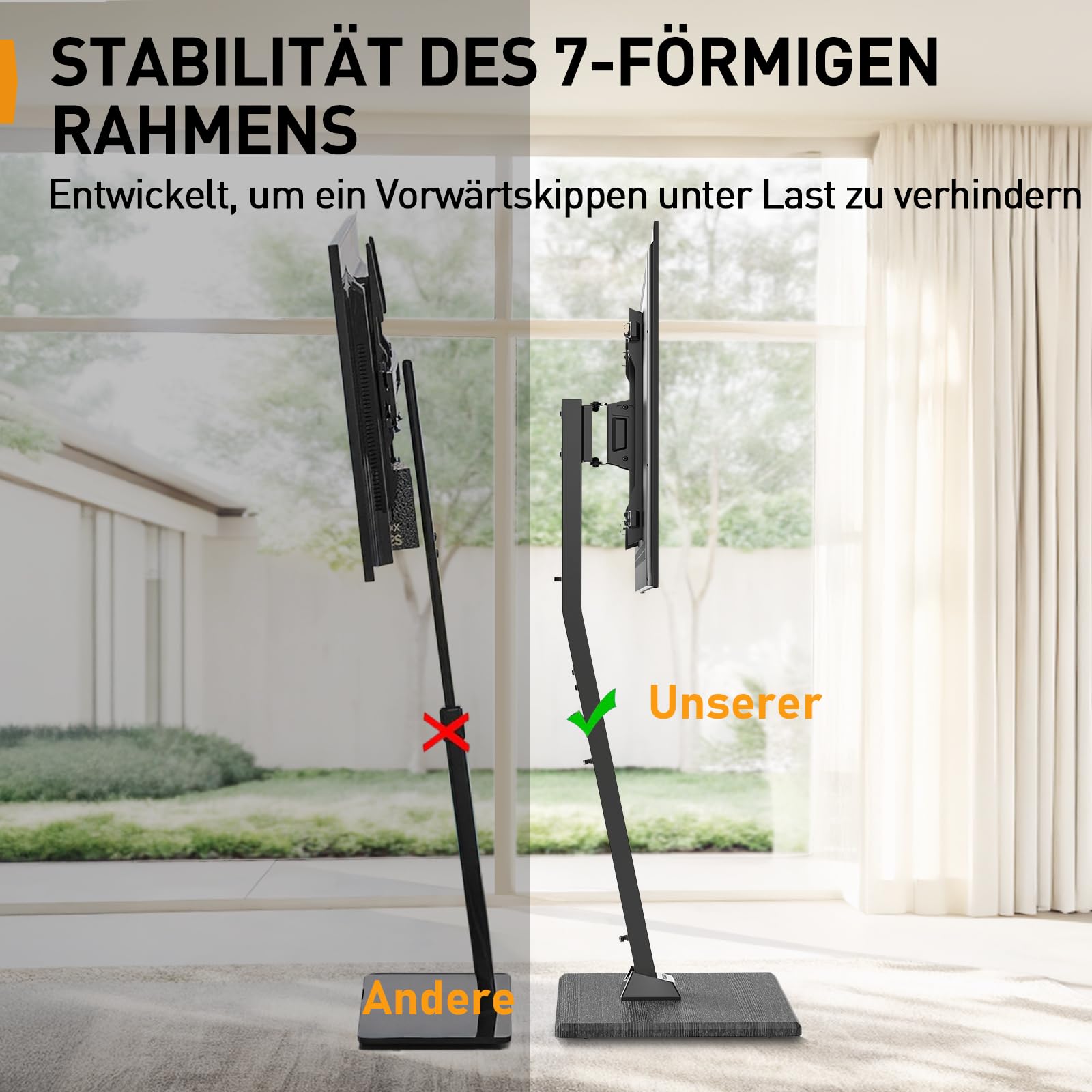 Perlegear TV Ständer Rollbar, TV Stand Standfuß Fernsehständer mit Rollen für 30-70 Zoll Fernseher, Höhenverstellbar Schwenkbar Neigbar Mobil mit Versteckten Rollen, bis zu 40 kg, Max VESA 400x400mm