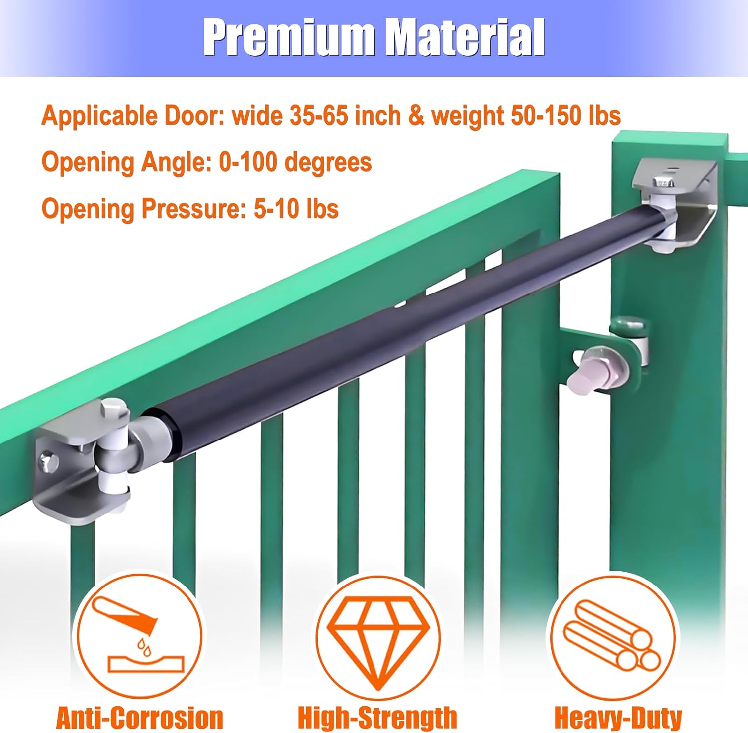 TB200B Hydraulic Gate Closer for Outdoor Gates Heavy Duty, 50 to 150 Pounds in Weight, 40 to 64 Inches in Width, High Grade Hydraulic Gate Closer Outdoor