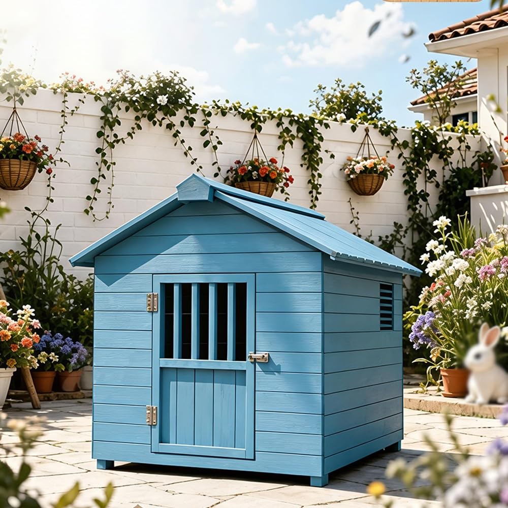 Gabbia per cani Cuccia for cani in legno con porta da esterno Casa del cane