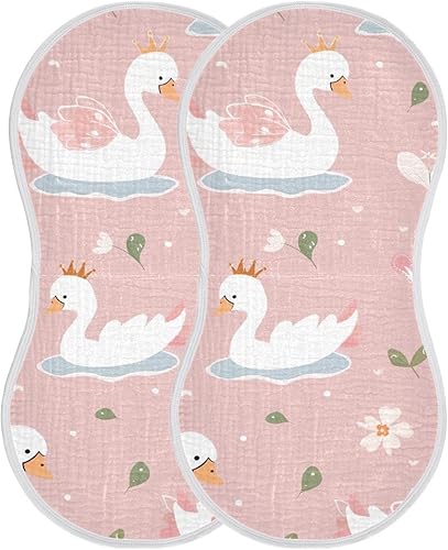 Miniatura 2 de Kigai Paños para eructos para bebé, paquete de 4 trapos para eructos súper absorbentes y suaves de princesa cisne, juego de ropa para eructos de