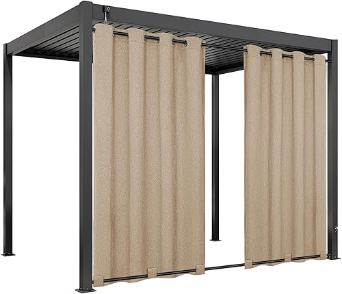 Easy-Going - Cortinas de aspecto de lino para exteriores impermeables y a prueba de viento para porche, cortinas suaves y gruesas de privacidad para