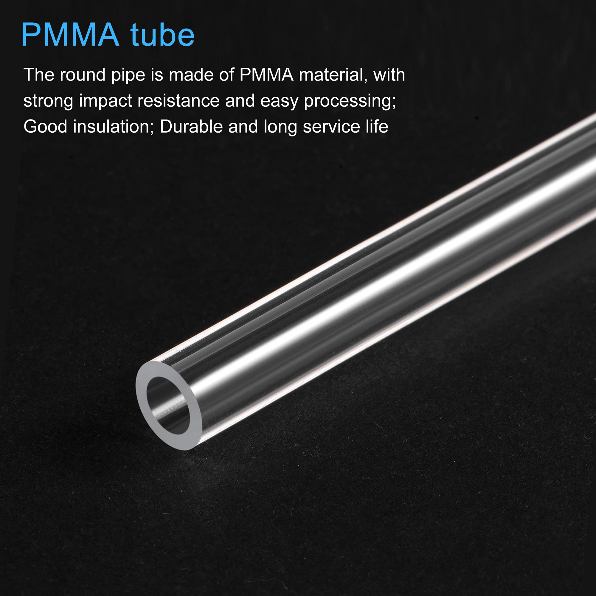 Tubo In Acrilico Trasparente 2mm Interno/4mm Esterno | Per Lampade, DIY | 305mm Lungo, 2 Pezzi - Foto 3