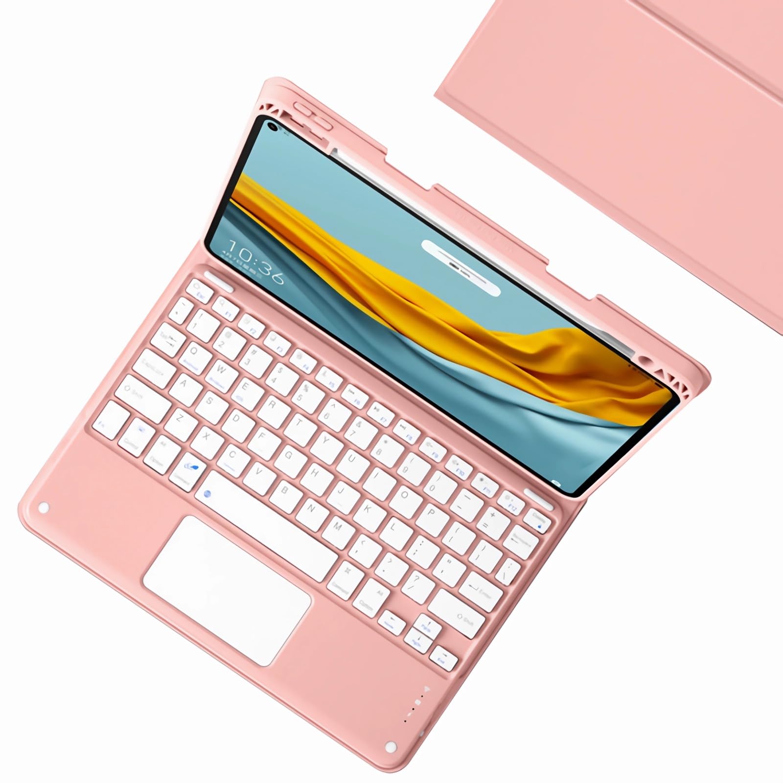 Etui z Klawiaturą do Xiaomi Pad 6S Pro 12.4" 2024 z Gładzikiem, Wbudowany Uchwyt na Ołówek, Magnetyczna Odłączana Bezprzewodowa Klawiatura Bluetooth z Myszą,Pink