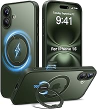 Upgraded Magnetic for iPhone 16 Case,[Unbreakable & Magnetic Stand] [Military-Grade Protection] [Phone Case Compatible with MagSafe] Slim Translucent Matte Shockproof Phone Cover,Deep Green