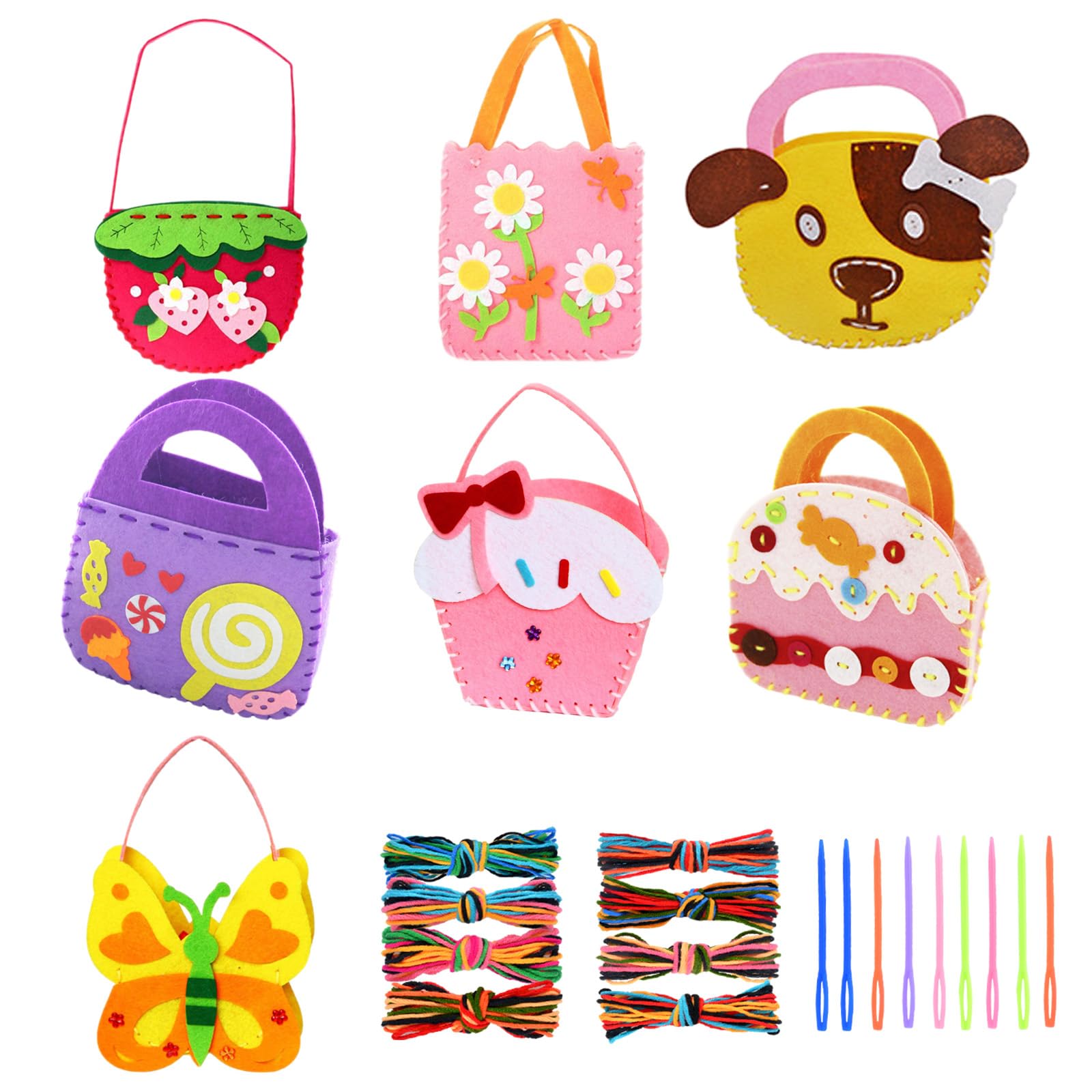 AYNKH 7 PCS Sewing Tools for Girls 5-10 Years Old, Knitting Felt,DIY Handmade Sewing