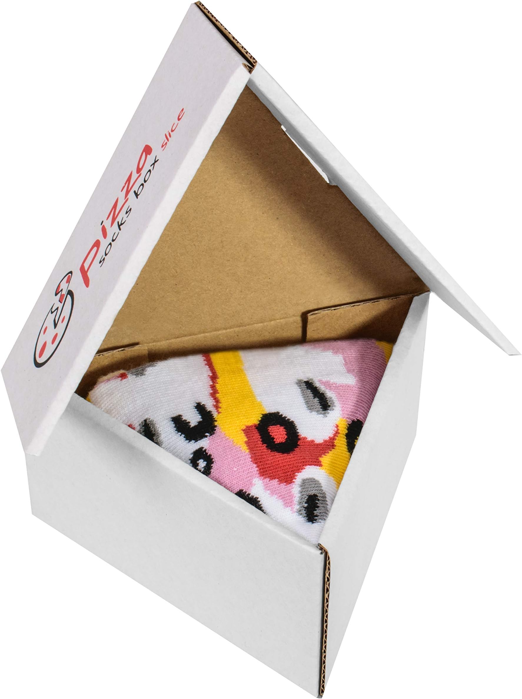 Rainbow Socks - Pizza Slice Box Socks - Capriciosa 1 pair Cotton Socks Made In Europe Man Funny Gift!