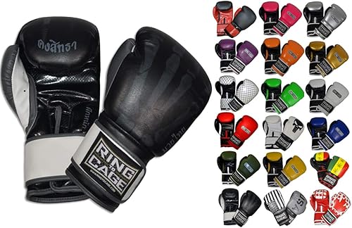 Miniatura 23 de Guantes de boxeo para entrenamiento de gimnasio Azul,Jaula impresa,Canadá,Dorado/Negro,Verde marino/Negro,Sin logotipo, negro/rojo,Verde