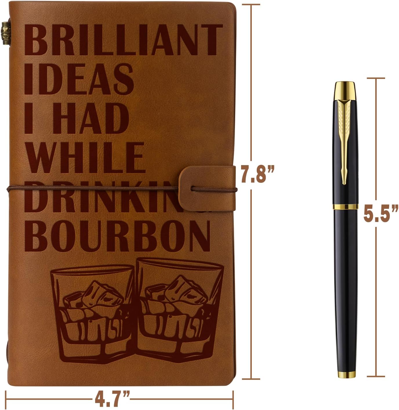 Bourbon Gifts, Leather Journal Notebook Bourbon Gifts for Men Women, Whiskey Gifts for Men for Whiskey Lovers, Brilliant Ideas I Had While Drinking Bourbon image 2