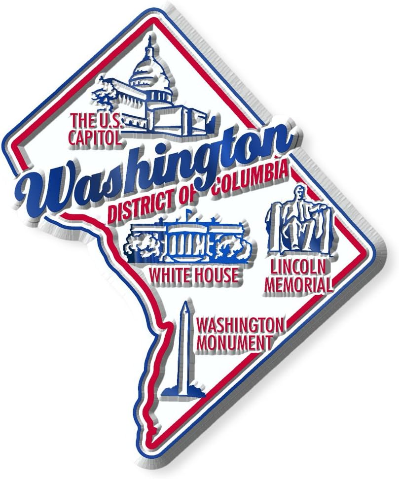 Washington, D.C. Premium State Magnet by Classic Magnets, 2.6" x 3.1", Collectible 3D Rubber Vintage-Style Souvenirs and Gifts Made in The USA