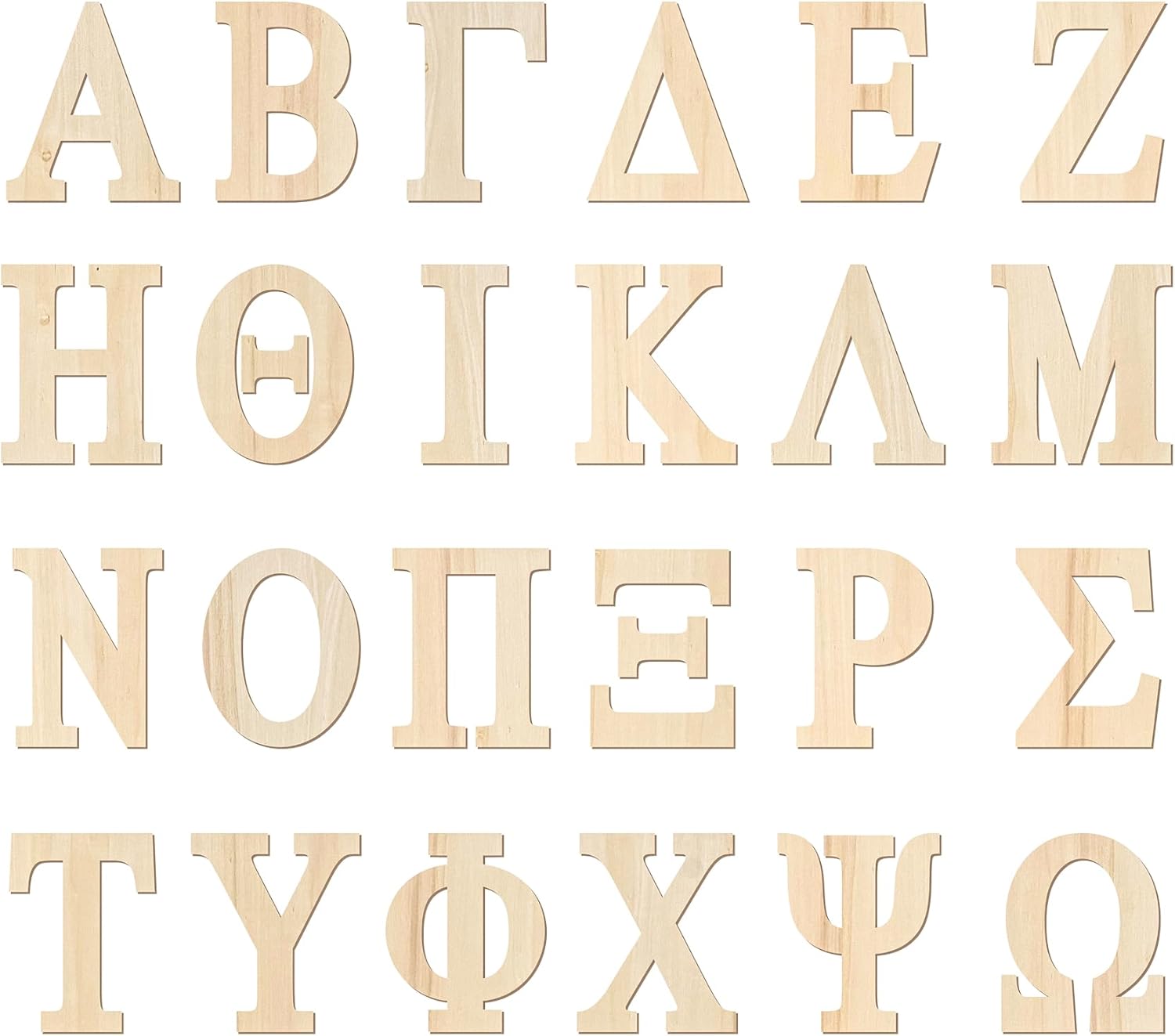 8 Inch 60 Pieces Wooden Greek Letters Crafts Unfinished Wood Greek Alphabets for Sorority/Fraternity/DIY Project/Learning/Wall Decor