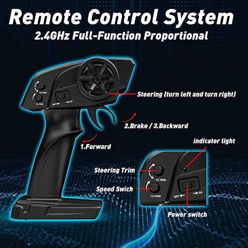 Miniatura 4 de Auto a control remoto, escala 118 para adultos y niños IPX4 impermeable 40 KMH 4X4 todoterreno camión, control remoto de 2.4 GHz, vehículo todo