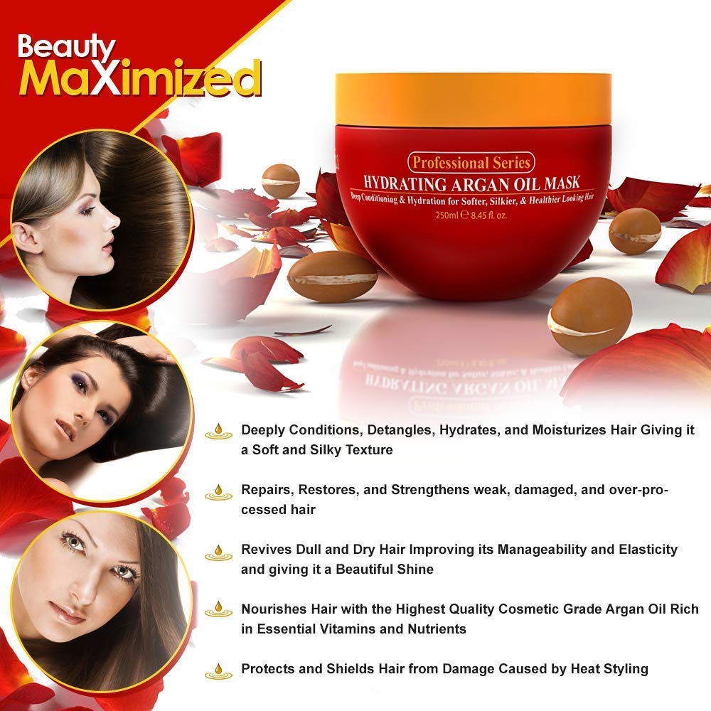 Arvazallia Revitalizing Hair Care Bundle - Hydrating Argan Oil Mask, Clarifying Shampoo with Essential Oils for Amazing Conditioning and Deep Cleansing