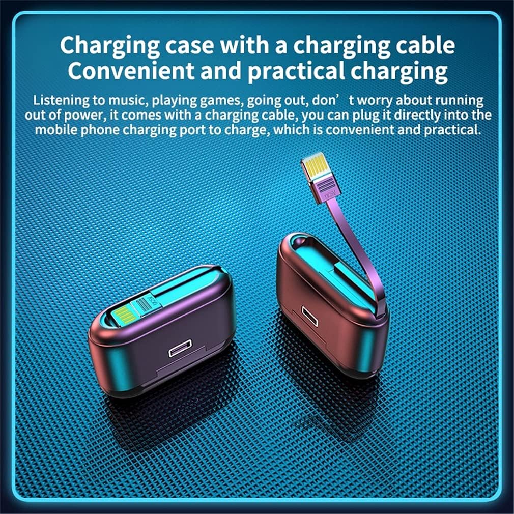 Bluetooth V5.1 True Wireless Earbuds & in-Ear Headphones with Mic - IP54 Waterproof 9D Noise Cancelling Headset Three-Screen Digital Display with 3500Mah Charging Case,Black