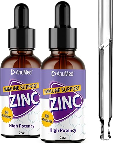 Anumed - Gotas líquidas de gluconato de zinc natural de 15 mg. Promueve el sistema inmunológico, cerebro, memoria, digestivo, cabello, uñas,