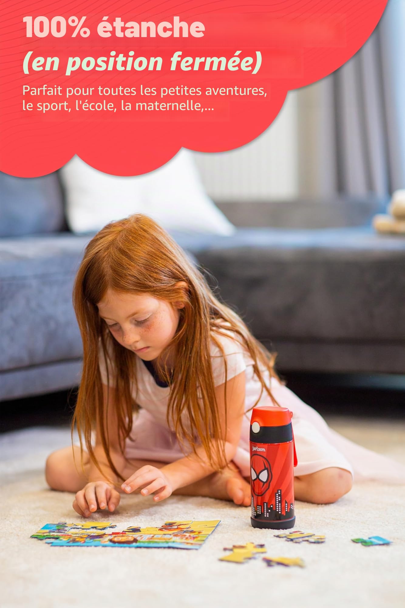 Jarlson Gourde Enfant 350ml Bouteille Isotherme Anti Fuite Inox Sans BPA