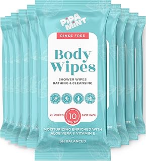 Body Wipes XL Shower Wipes Body Wipe for Adults Bathing, Traveling, Camping, Gym, Car, Elderly, Bedridden - Bath Wipe - Disposable Washcloths for Adults No Rinse