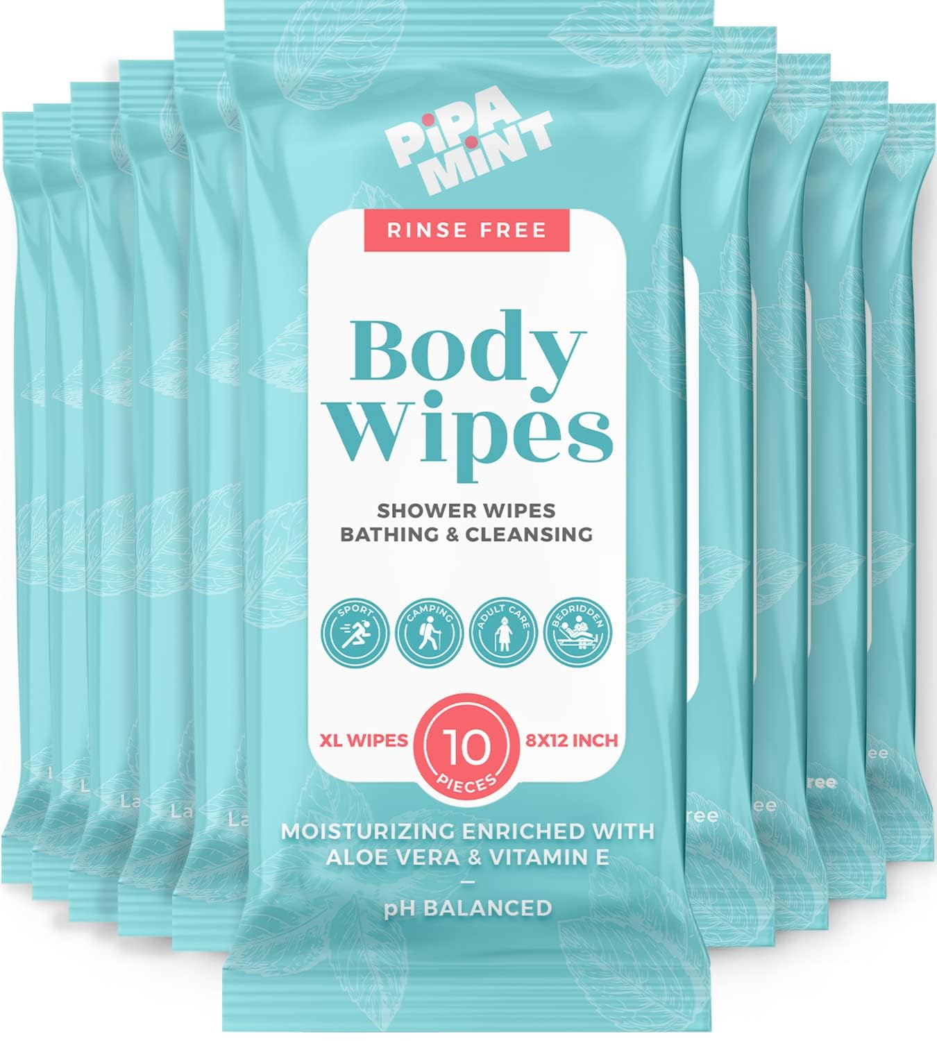 Body Wipes XL Shower Wipes Body Wipe for Adults Bathing, Traveling, Camping, Gym, Car, Elderly, Bedridden - Bath Wipe - Disposable Washcloths for Adults No Rinse