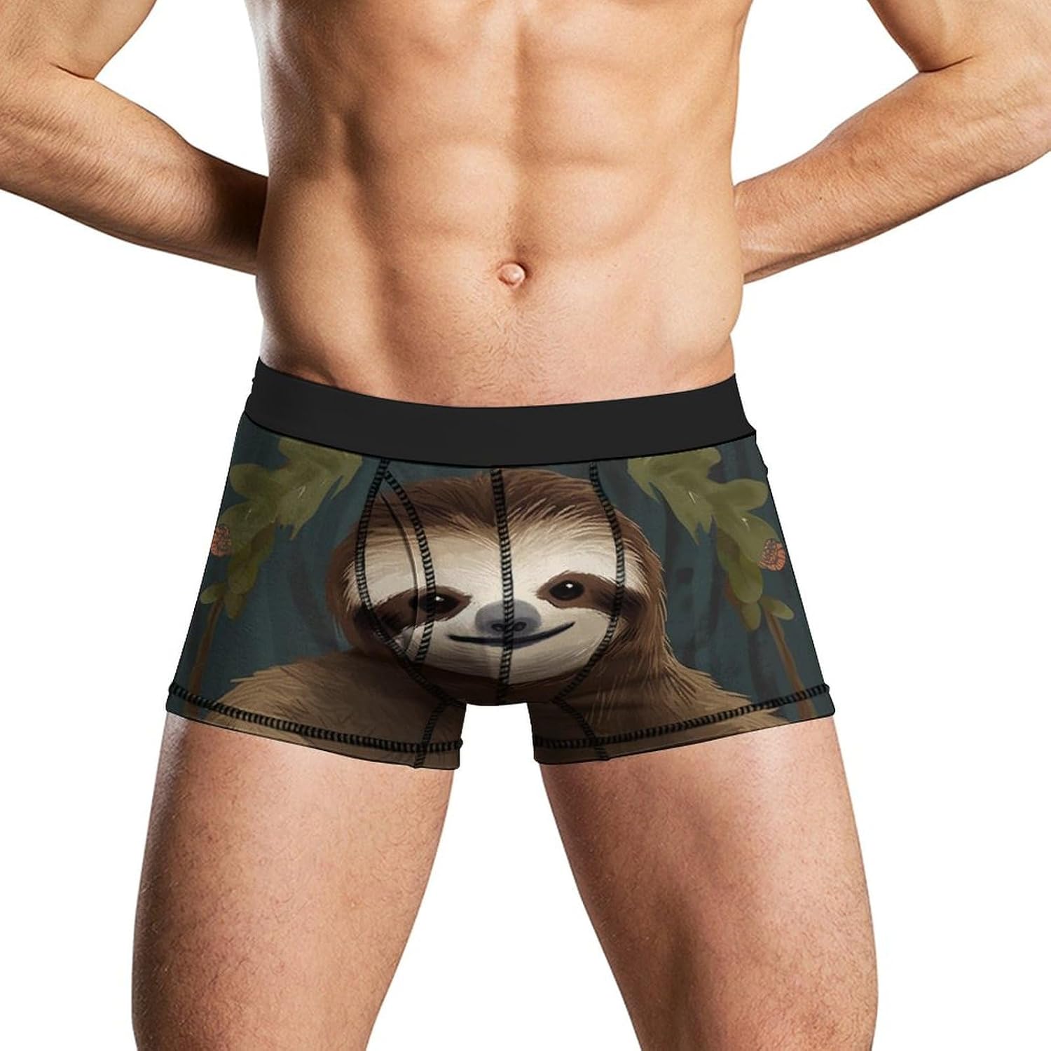 Sloth Mens Boxer Briefs Short Breathable Underwear Trunks Soft Moisture-Wicking Boxer Shorts Novelty Underpants