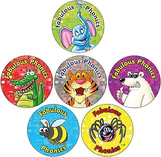 280 Holographic Sparkly Fabulous Phonics Motivational Childrens Pupils School Teachers Praise Reward Stickers Value Pack 20mm Primary Teaching Services