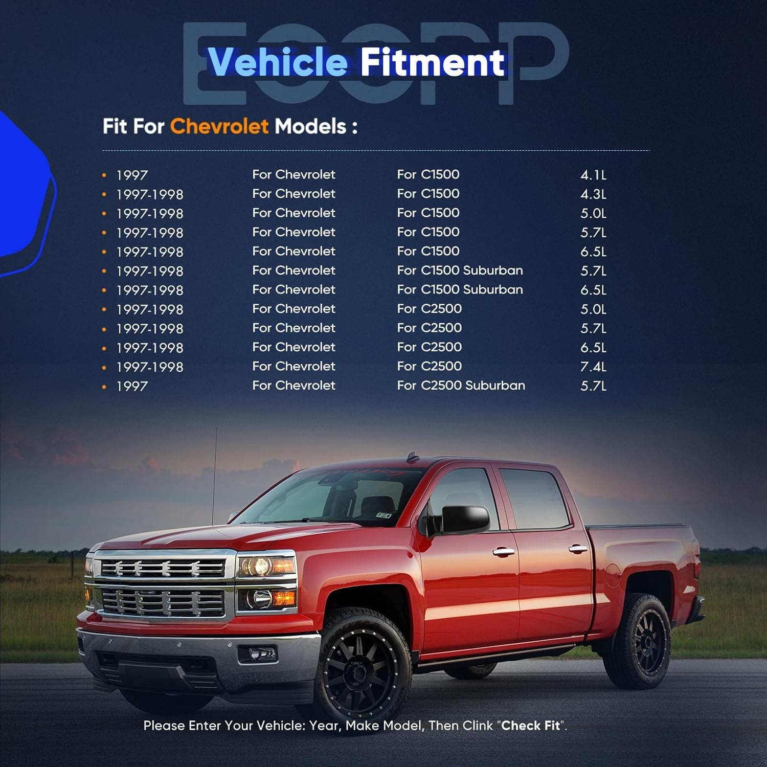 ECCPP Manual Telescopic Towing Mirrors For Chevy/For GMC Trucks (1988-1998) Driver & Passenger Side Replacement