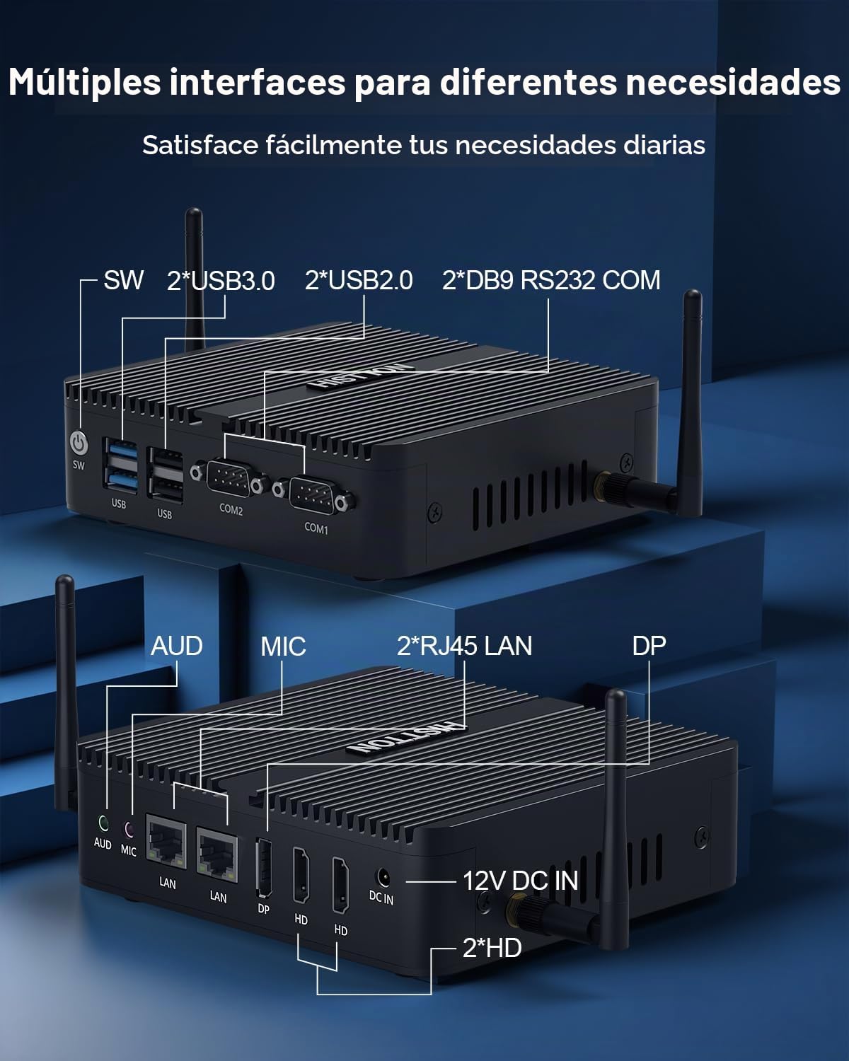 HISTTON Mini Computer N100, Alder Lake N100 (3.4GHz), 8 GB DDR4 RAM 256 GB NVMe SSD, Mini PC Sin Ventilador Win 11 Pro, Compatible con WiFi6, BT5.2, USB 3.0, Pantalla Triple 4K, Industrial Mini PC