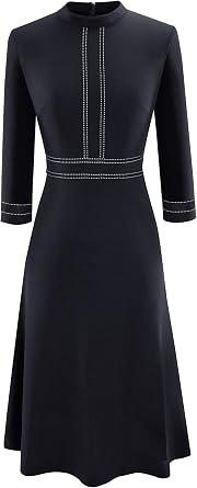 HOMEYEE Women's Chic Crew Neck 3/4 Sleeve Party Homecoming Aline Dress A135