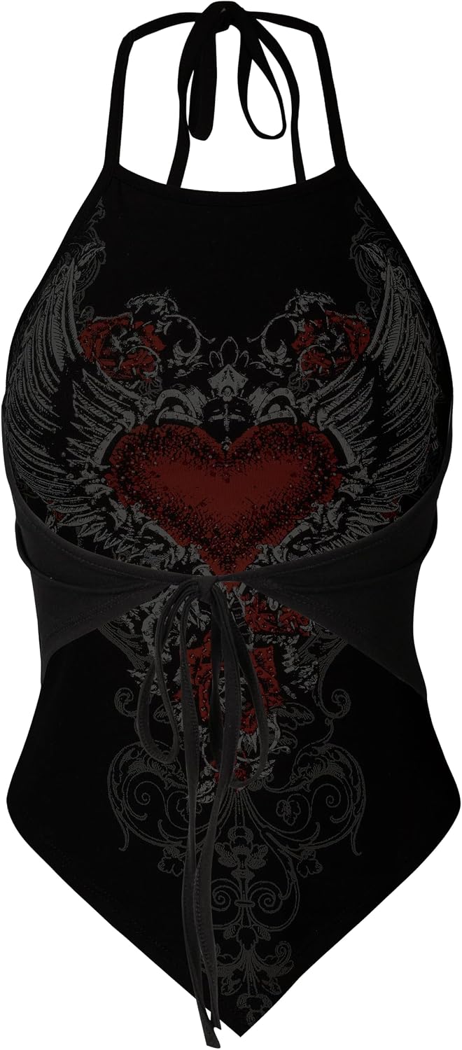 Design by Olivia Women's Sexy Paisley Bandana Halter Top Y2K Crop Shirt