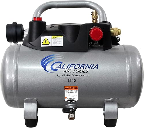 California Air Tools CAT-1510 - Compresor de aire silencioso y sin aceite, capacidad de tanque de 1.5 galones, nivel de ruido de 75 dB, ligero,