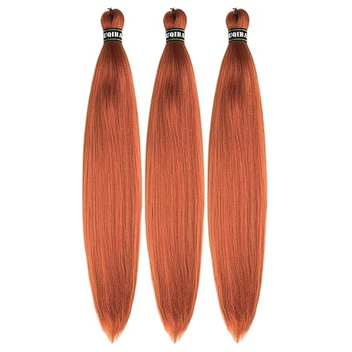 Miniatura 7 de Extensiones de cabello trenzado Kanekalon preestiradas de color rojo cobrizo, se alimentan en trenzas