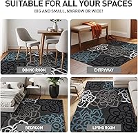 Vista 4 de Tapete moderno y contemporáneo con diseño de flores