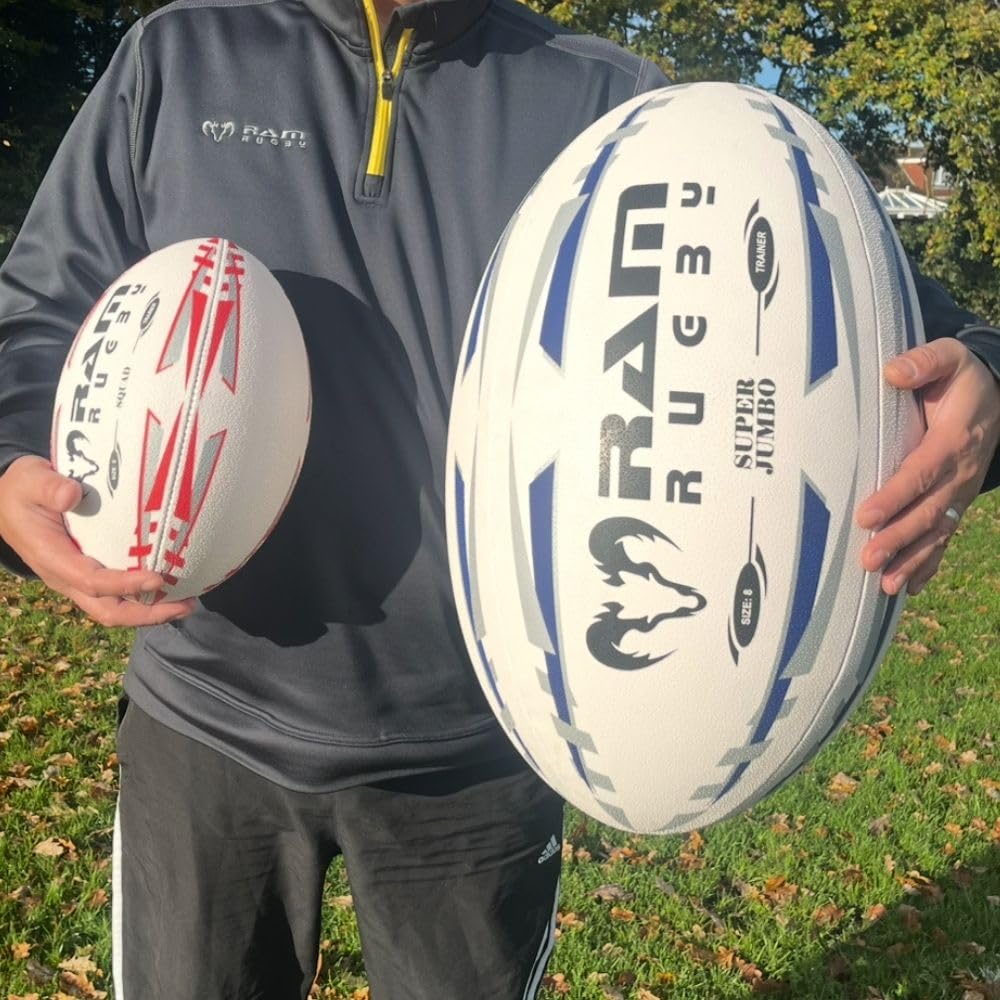 Ram Rugby Super Jumbo Ballon de rugby – Taille géante : 66 cm – Idéal pour remises de prix, expositions et publicités
