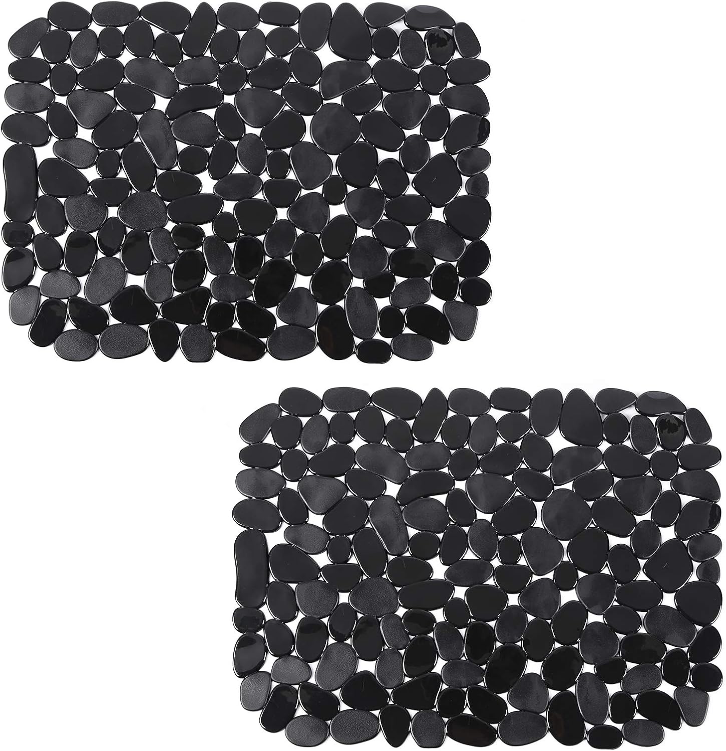 Kitchen Sink Mat for Bottom of Kitchen Sink,Sink Protectors with Quick Draining Adjustable Sink Saddle Plastic Pebble Dish Drying mat for Kitchen Sink PVC (Black)