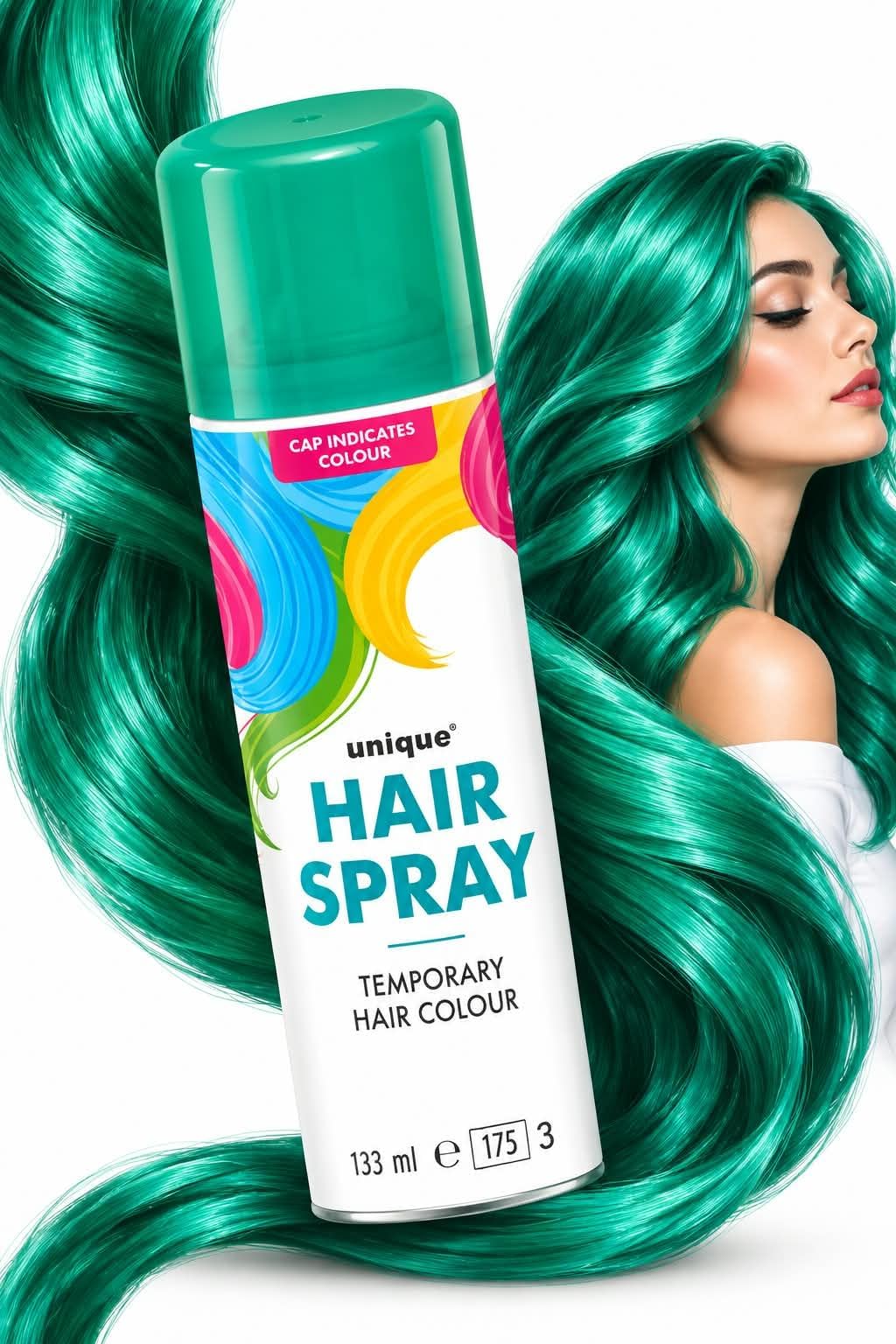33ml Temporary Hair Colour Spray Washout - Made in UK (Green HairSpray, 1)