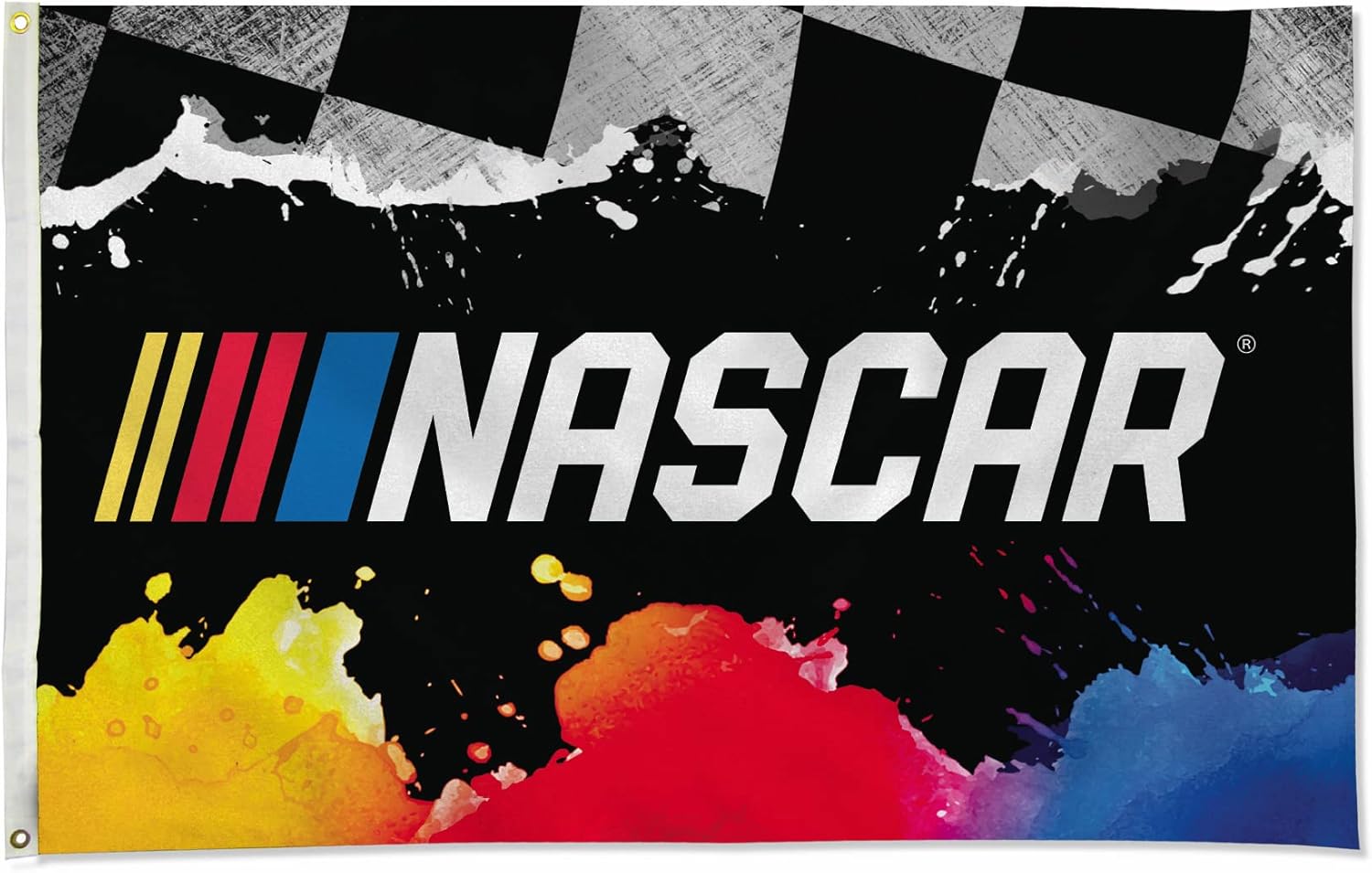 Rico Industries NASCAR Logo Paint Splatter 3' x 5' Banner Flag 3' x 5' Banner Flag Single Sided - Indoor or Outdoor - Home Décor