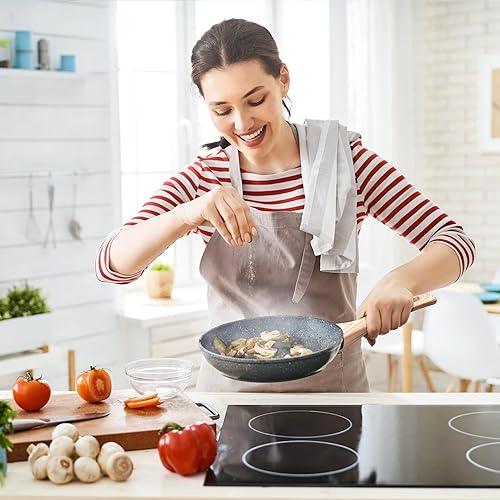 Miniatura 8 de VOTTGO Juego de 19 ollas y sartenes antiadherentes, juego de utensilios de cocina de inducción de granito negro, no tóxico, saludable