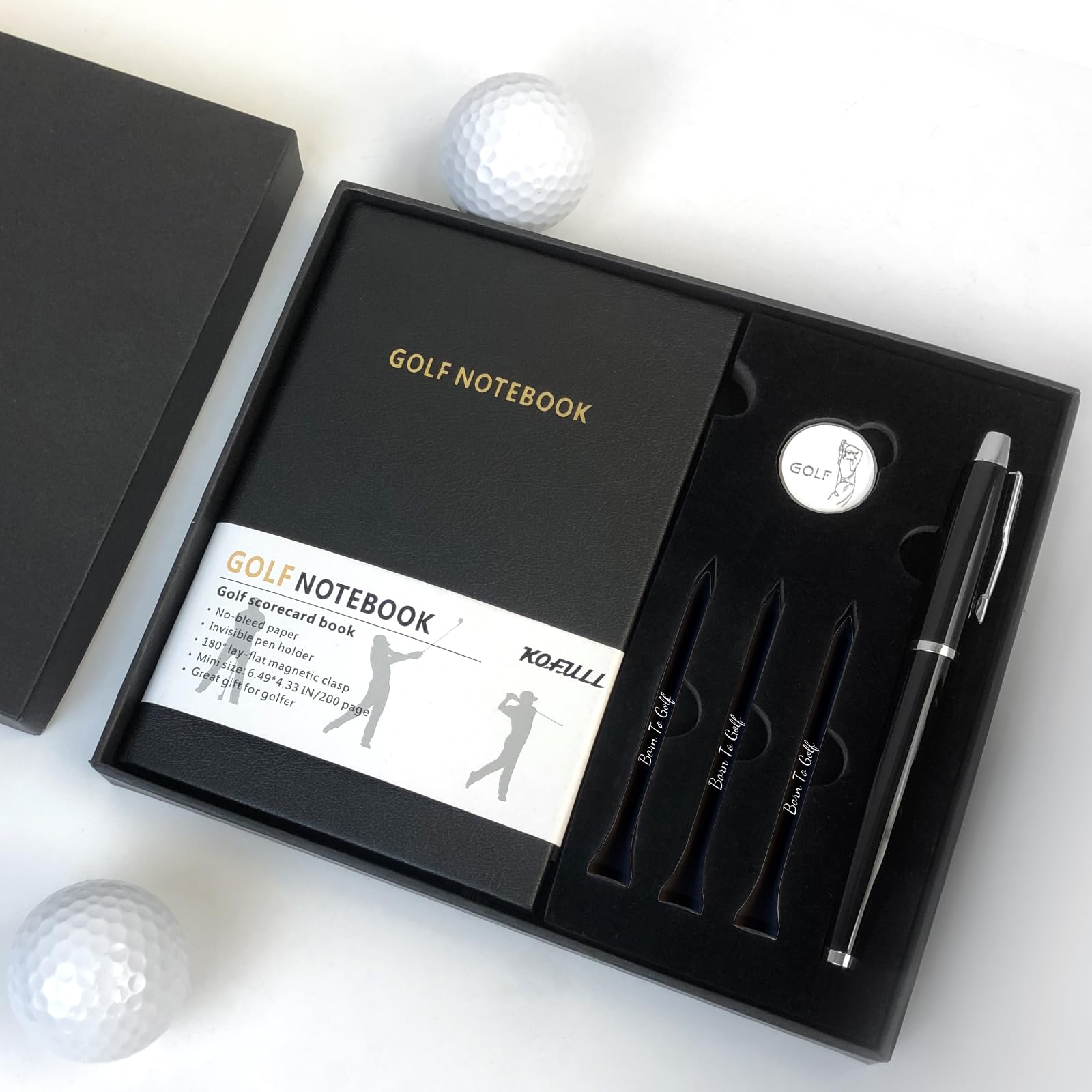 Kofull Golf Markers Set z Piórem, Znacznikiem i Tee, Prezent dla Mężczyzn