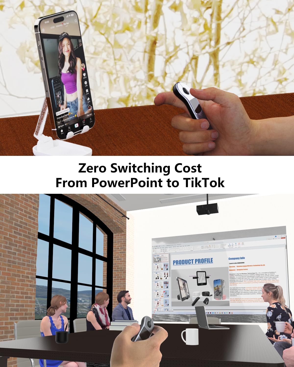 Ratón Air recargable para PC/iOS/Android con panel táctil, presentador PPT inalámbrico con Bluetooth 2.4G, funciona con PowerPoint/Keynote/TikTok/cámara/aplicación Kindle (plateado)